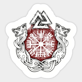 Viking valknut and vegvisir Sticker